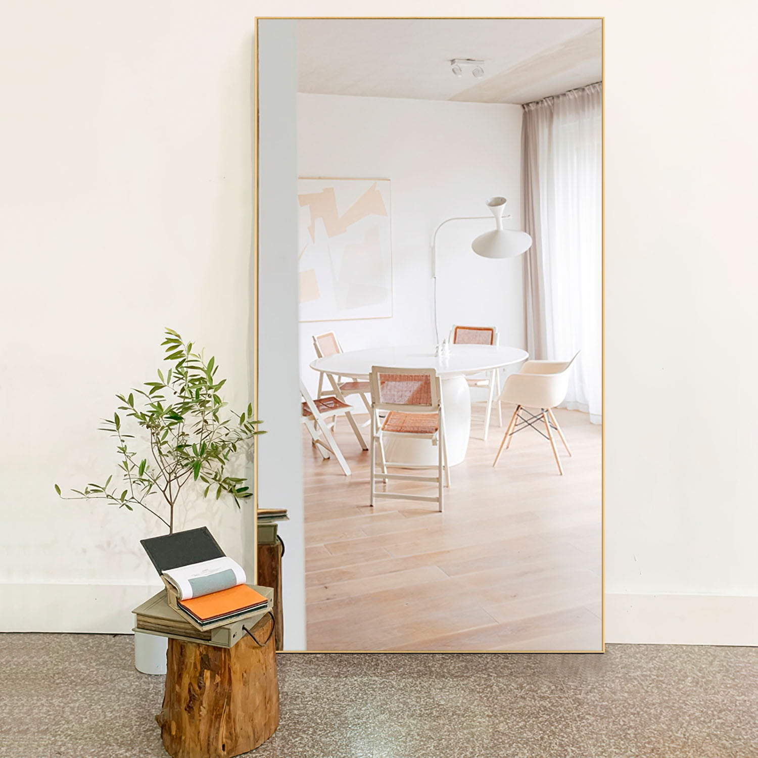 71" x 1.6" Gold Classic Floor Mirror