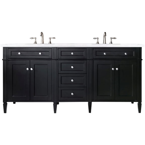 James Martin Vanities 650-V72-3Af Brittany 72" Double Basin Poplar Wood Vanity Set - Black