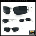 thumbnail image 2 of 90s Styling Retro Fashion Wrap Around Metal Rim Rectangular Sunglasses Silver White - Black, 2 of 8