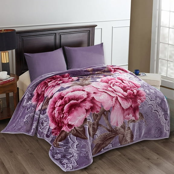JML Queen Size Soft Warm Fleece Bed Blanket Reversible Thick Mink Blanket 75 x 87 inches,5lbs