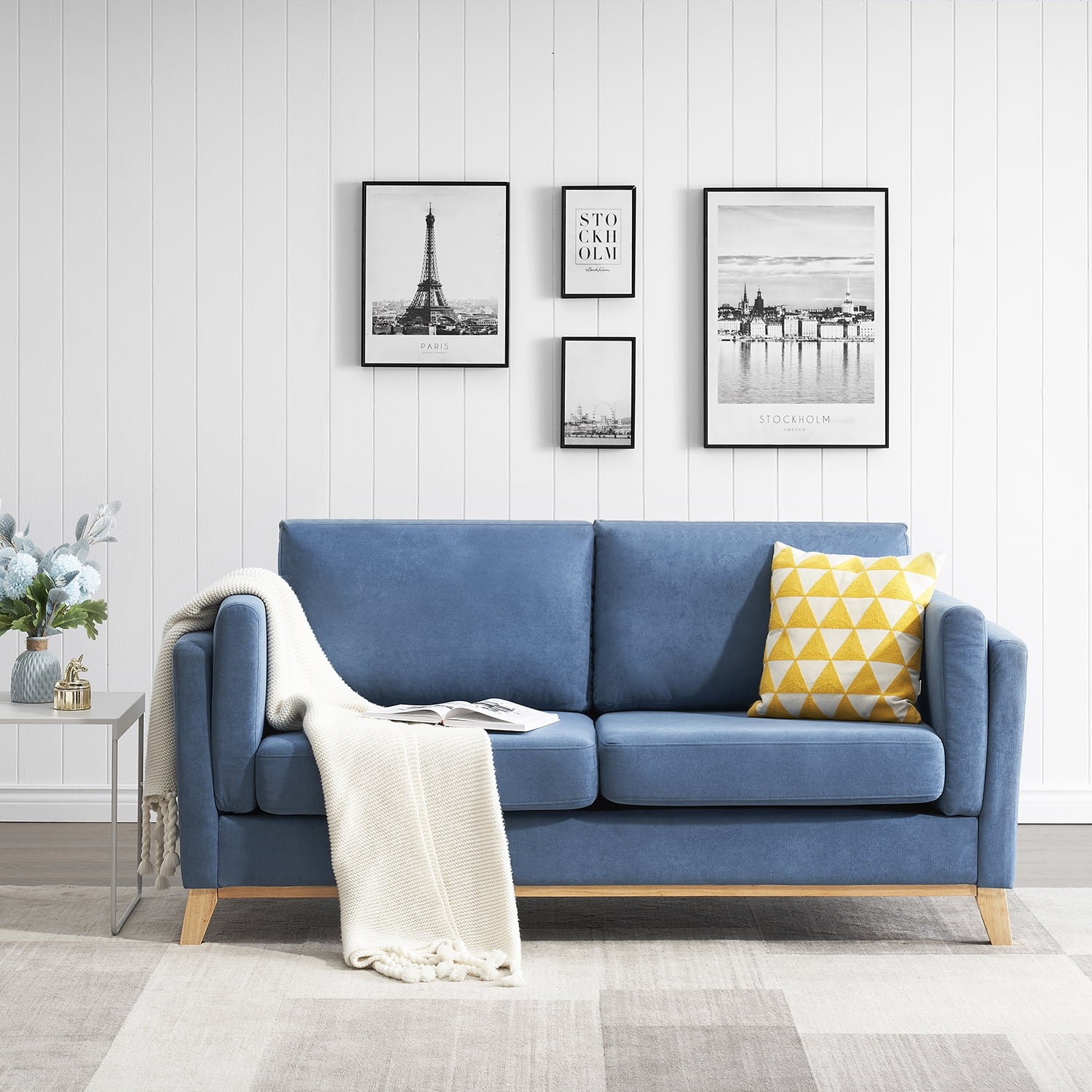 Kadyn 2-Seat Sofa, Chenille Sofa Couch with Soft Cushion and Armrests, Modern Upholstered Sofa for Living Room, Blue Kadyn 2-Seat Sofa, Chenille Sofa Couch with Soft Cushion and Armrests, Modern Upholstered Sofa for Living Room, Blue