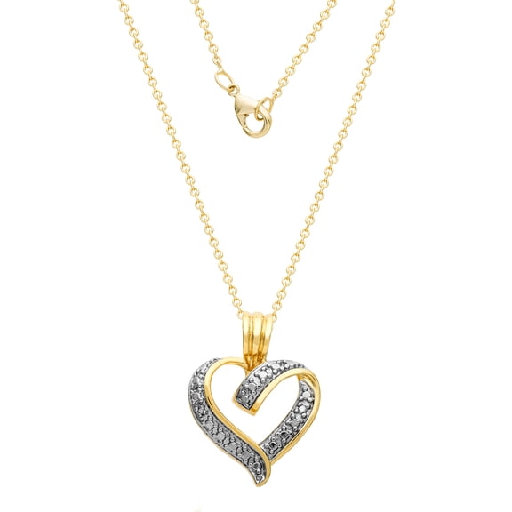 Diamoness Diamond Accent Yellow Gold Plated Heart Necklace, 18" Chain