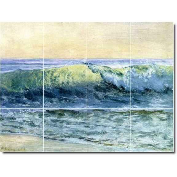 Ceramic Tile Mural-Albert Bierstadt Waterfront Painting 35. 17" w x 12.75" h using (12) 4.25 x 4.25 ceramic tiles