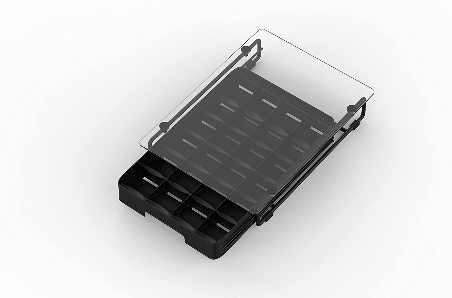 EVERIE Crystal Tempered Glass Top Organizer Drawer Holder Compatible