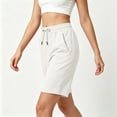 thumbnail image 4 of Summer Athletic Shorts for Women Drawstring Elastic Waist Casual Shorts Soft Cotton Knee Length Shorts with Pocket Summer Outdoor Short Pants Loose Comfort Short Bottoms, 4 of 7