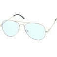 thumbnail image 2 of Classic Metal Frame Colored Teardrop Lens Aviator Sunglasses 57mm (Silver / Light Blue), 2 of 4