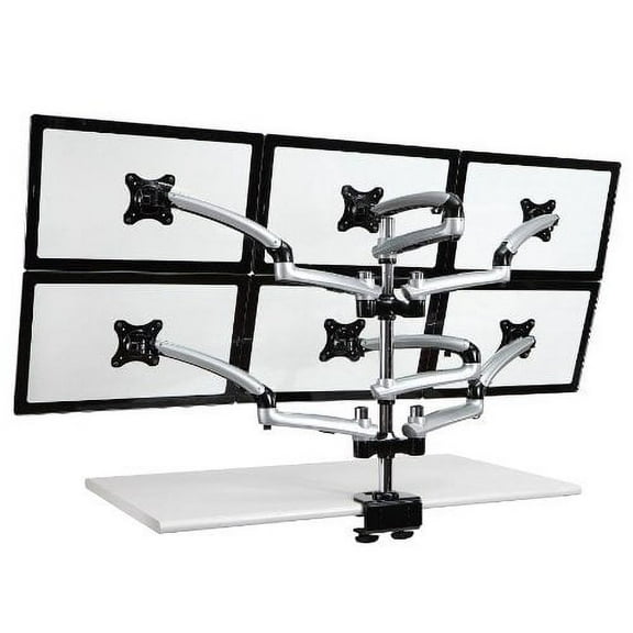 Cotytech Six Monitor Desk Mount Spring Arm Clamp Base - Silver