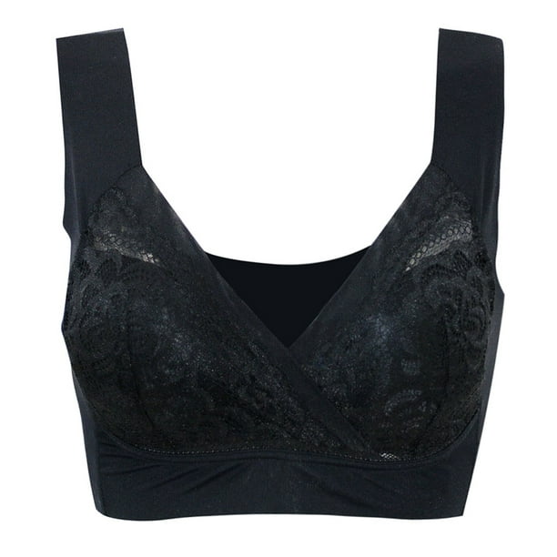 Homely Wireless Bras For Large Women Women's Sexy Air Permeable Extra  Support Wirefree Lace Bra 