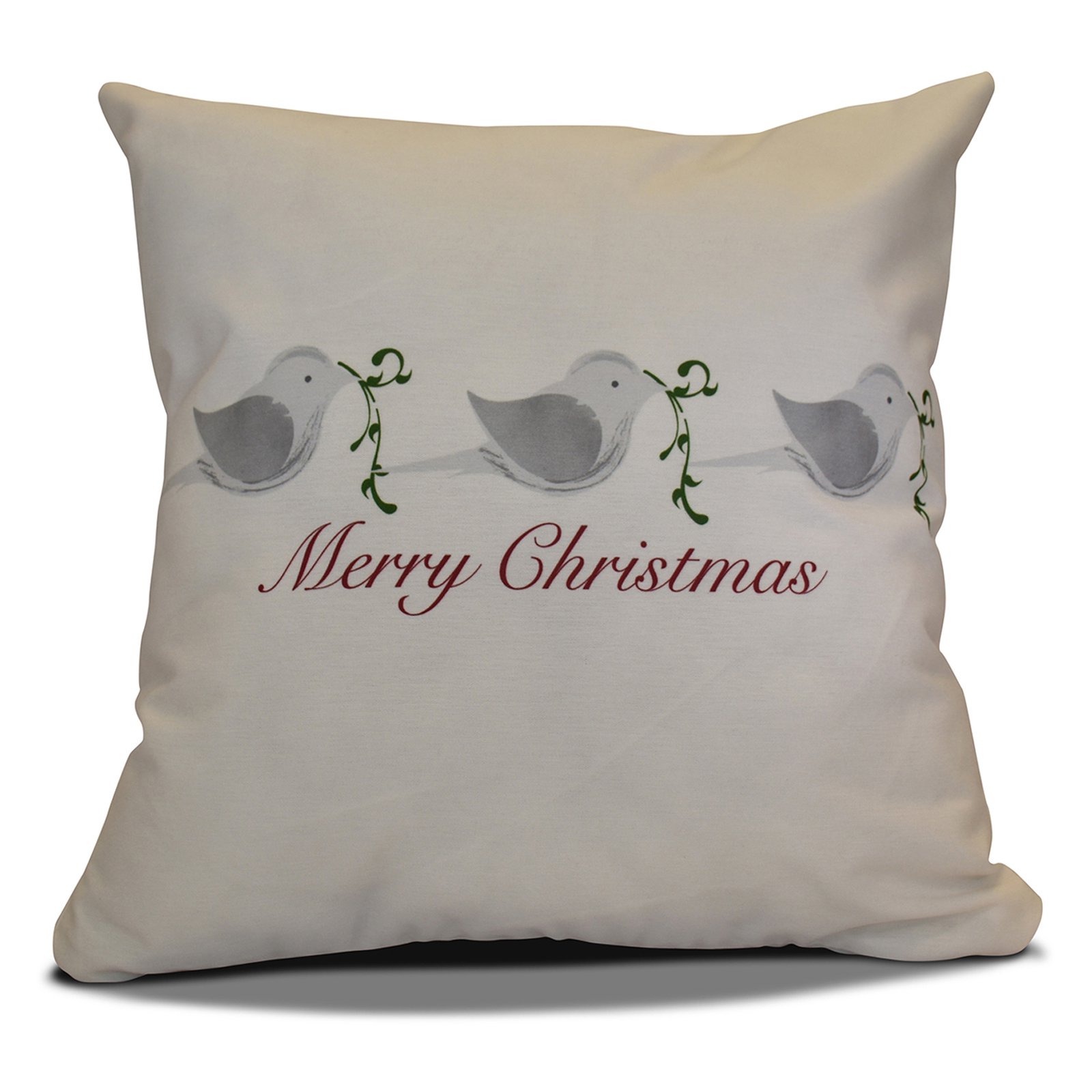 Simply Daisy 16" x 16" Merry Christmas Birds Word Print Pillow