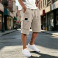 thumbnail image 2 of XDZJLR Big And Tall Mens Shorts Cargo Summer Casual Solid Waffle Knit Shorts Lightweight Breathable Shorts With Pockets And Drawstring Hiking Shorts Khaki L, 2 of 4