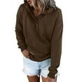 thumbnail image 3 of QUINDOS Womens Hoodies Pullover Button Womens Sweatshirts Casual Long Sleeve Crew Neck Plain Pullover Tops, 3 of 7