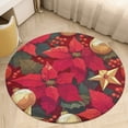 thumbnail image 6 of Christmas Poinsettia Red Flower Round Carpet Circle Rug Outdoor Patio Area Rug Washable Large Area Rugs Hallway Room Decor Fitness Mats, 6 of 8