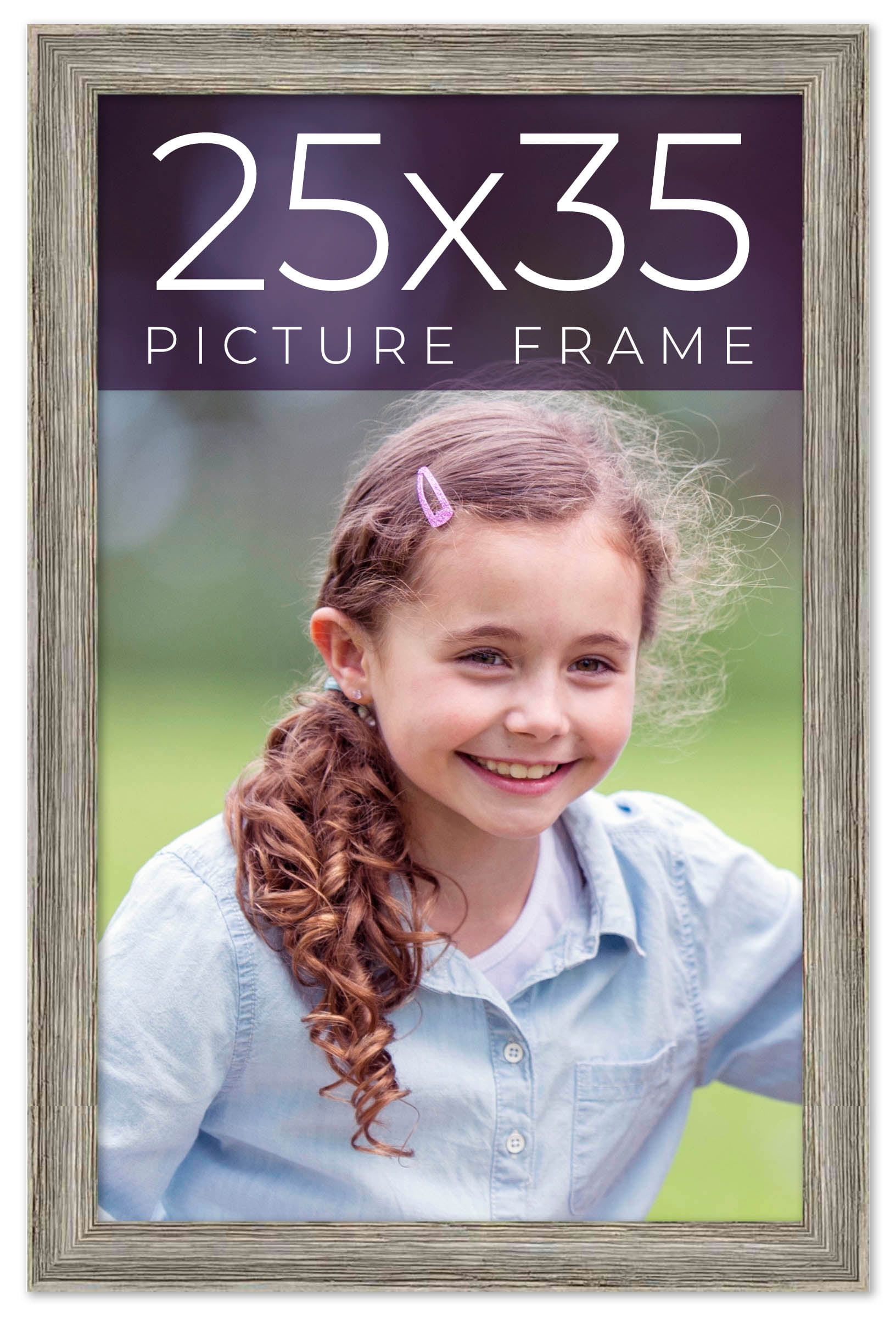 25x35 Frame Grey Real Wood Picture Frame Width 1 inches Interior