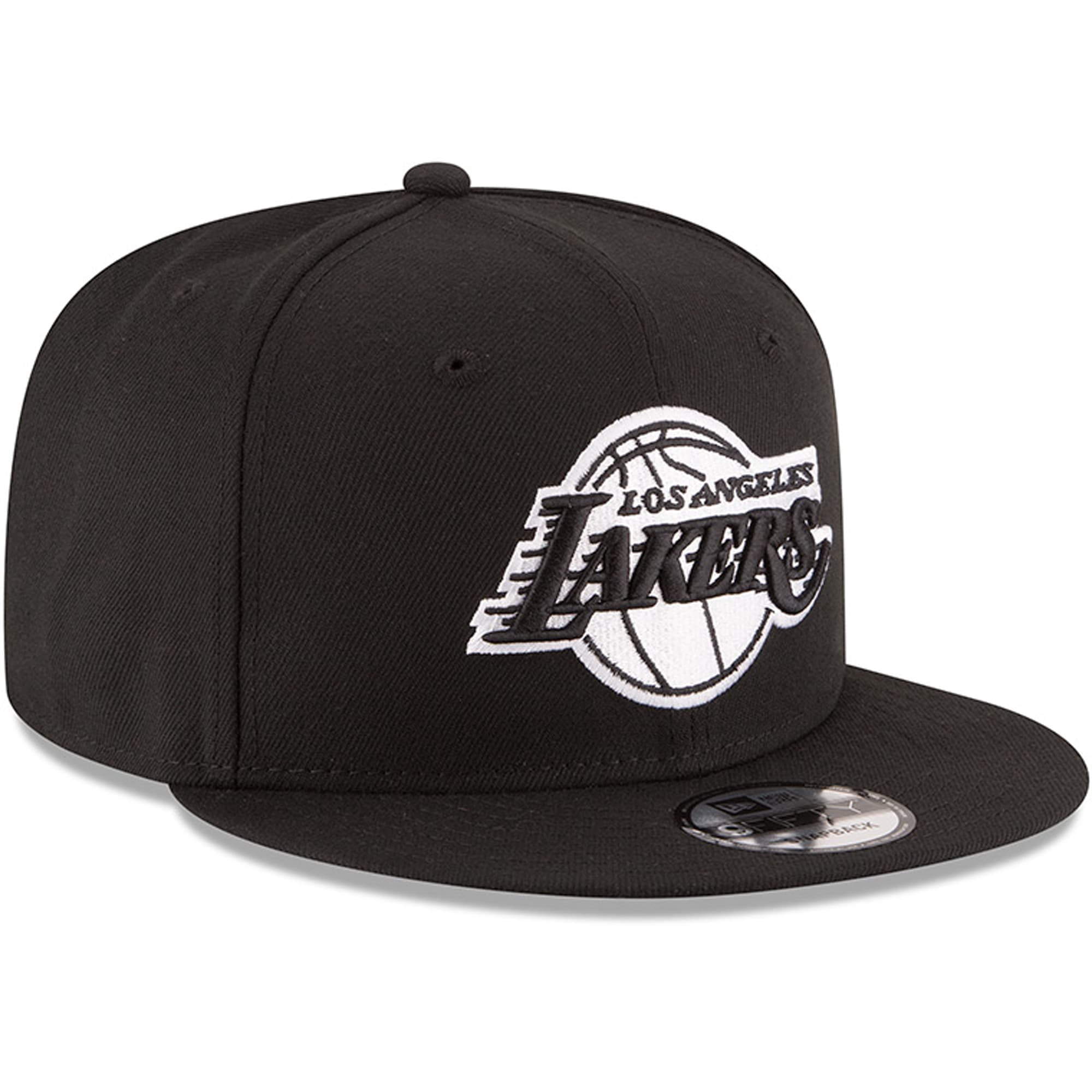 Men's New Era Black Los Angeles Lakers Black & White Logo 9FIFTY Adjustable Snapback Hat