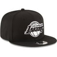 thumbnail image 3 of Men's New Era Black Los Angeles Lakers Black & White Logo 9FIFTY Adjustable Snapback Hat, 3 of 4