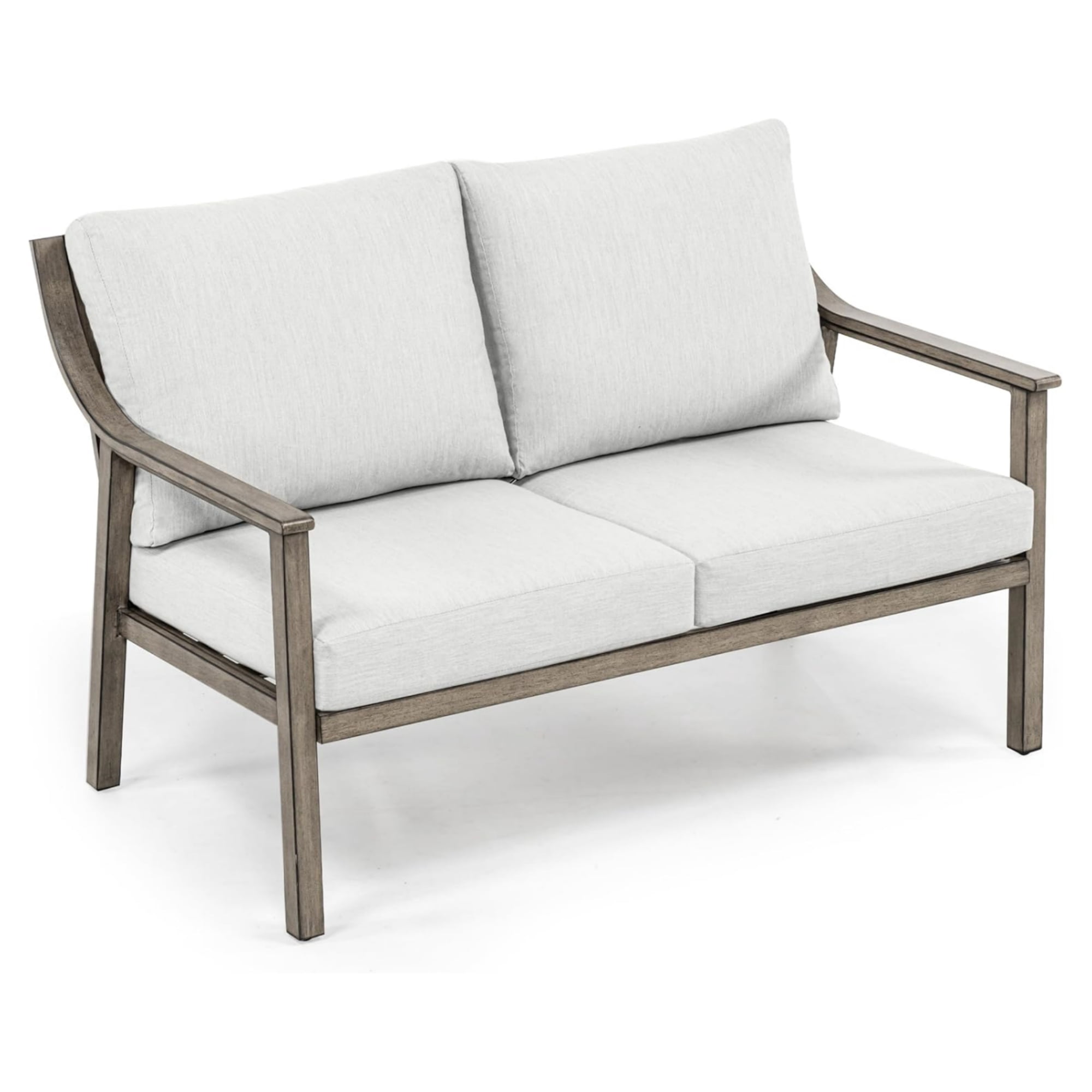 T-Patio Aluminum Outdoor Loveseat, All Weather Patio 2-Seater Sofa, Grey, Set of 1