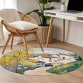 thumbnail image 6 of Country Road Round Rug 3ft Washable Circle Entryway Rugs Non Slip Abstract Art Oil Painting Pastoral Villas Area Rug Indoor Floor Carpet for Bedroom Kitchen Living Room Office Dining Room Nursery, 6 of 9