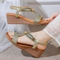 thumbnail image 2 of Mepaouo Womens Wedge Dressy Sandals Elastic Ankle Strap Summer Beach Shoes Open Toe Walking Sandal, 2 of 7