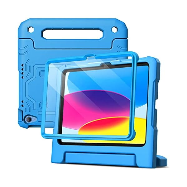 wonim11 JETech Kids Case for iPad (A16) 11th/10th Generation (2025/2022) with Built-in Screen Protector, Shockproof Full-Body Handle Stand Tablet Protective Cover (Blue)