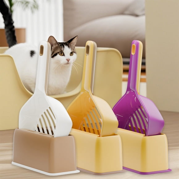 Pala para Arena y Recogedor de Excrementos de Mascotas | Herramienta de Limpieza para Areneros de Gatos | Pala Grande con Cabezal Inclinado | Diseño para Colgar y Colocar de Pie | Agarre Cómodo | Fác