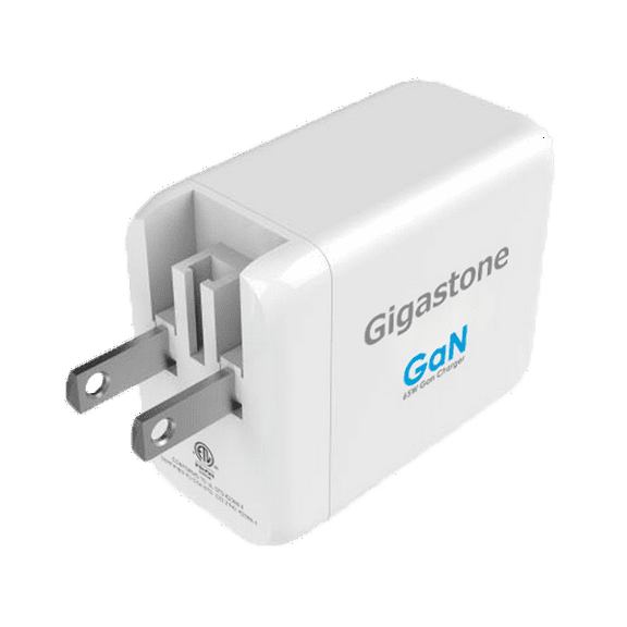 Gigastone PD3.0 65W Type-C GaN Adapter,  3-Port Wall Charger, 2 USB-C   1 USB-A, Compatible with iPhone, iPad Pro, MacBook, Type-C PC