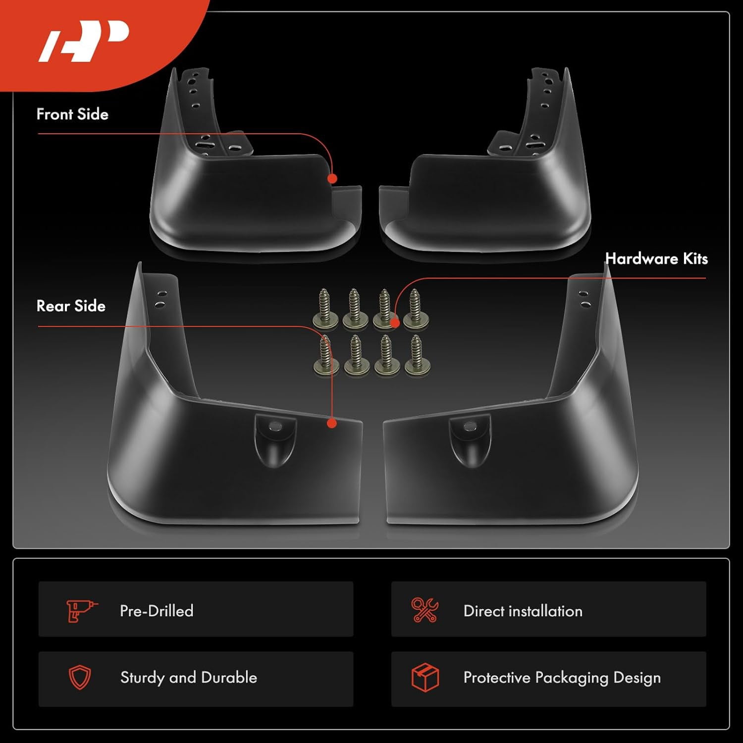 A-Premium Mud Flaps Splash Guards Compatible with Hyundai Sonata 2011-2013 Front and Rear 4-PC