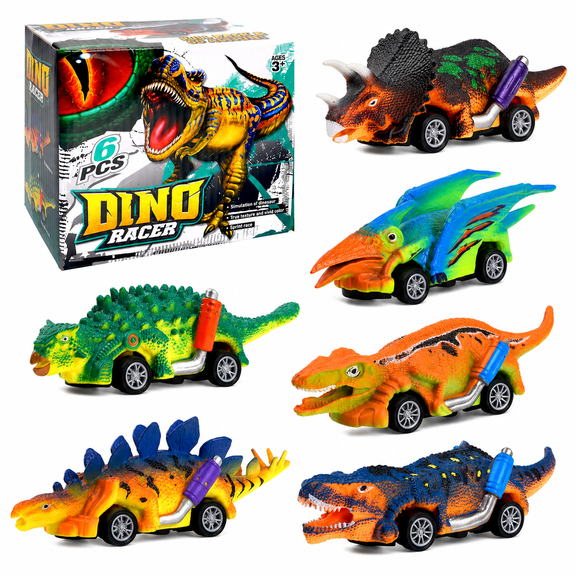Dinosaur Toys for 3 Year Old Boys,6 Pack Dino Pull Back Cars for Boys Age 3,4,5 and Up