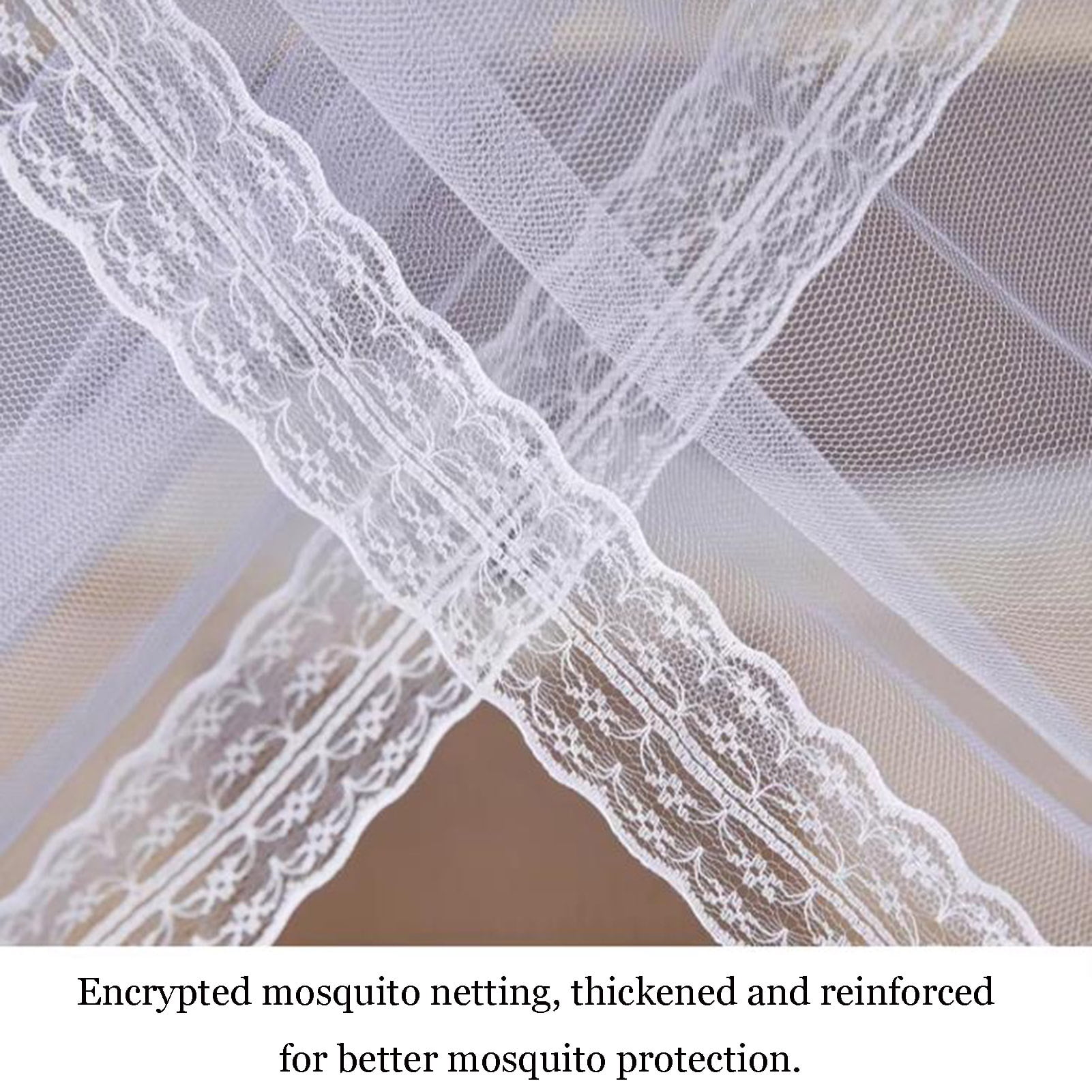 Bed Curtain Mosquito Net for Bedroom Decorative,Canopy Netting Bed Curtain,Breathable Mesh, 3 Side Openings for Girls' Adult Bedroom Decor