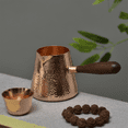 thumbnail image 2 of 500ml Pure Copper Latte Pitcher Milk Jug with Wooden Handle Kettles Hammer Handcraft Drinkware Tableware,1 * Pure Copper Latte Pitcher,As Shown, 2 of 4