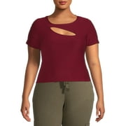 Derek Heart Junior's Plus Size Short Sleeve Cutout Top