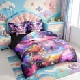 thumbnail image 2 of Manfei Cartoon Axolotl 7-Piece King Bedding,Watercolor Salamander Print King Bed in a Bag,Black Reversible, 2 of 7