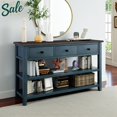 thumbnail image 2 of Tcbosik Console Table for Entryway, Farmhouse Wood Sofa Table with 3 Drawers & Storage Shelves for Living Room, Hallway Table and Modern Couch Tables Behind Sofa (Espresso+Navy), 2 of 9