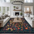 thumbnail image 3 of Boho Flowers Area Rugs 5'x8', Washable Small Throw Rugs for Classroom Bedroom, Spring Abstract Watercolor Floral Leaf Indoor Outdoor Rug Non-Slip Low Pile Carpet Runner Reversible Floor Mats, 3 of 8