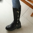 thumbnail image 4 of Leozcaa Womens Mid Calf Boots Round Toe Chunky Heel Boots Cute Bows Lace Up Middle Long Student Boots, 4 of 8