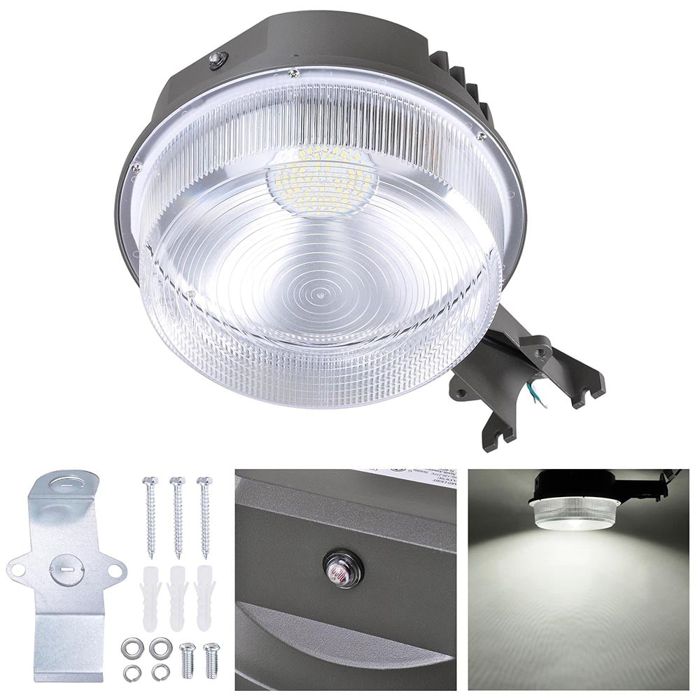 LED Street Barn Light 40 Watt Silver Photocell Security Dusk to Dawn 120-277V 