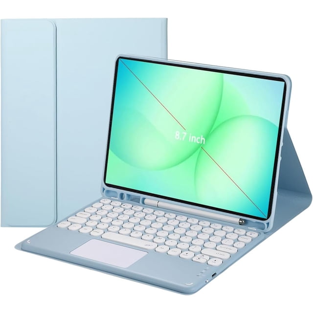 Funda con teclado táctil para Samsung Galaxy Tab A11 de 8,7 pulgadas (2025)/Galaxy Tab A9 de 8,7 pulgadas (2023), con portalápices y teclado Bluetooth táctil extraíble magnéticamente.