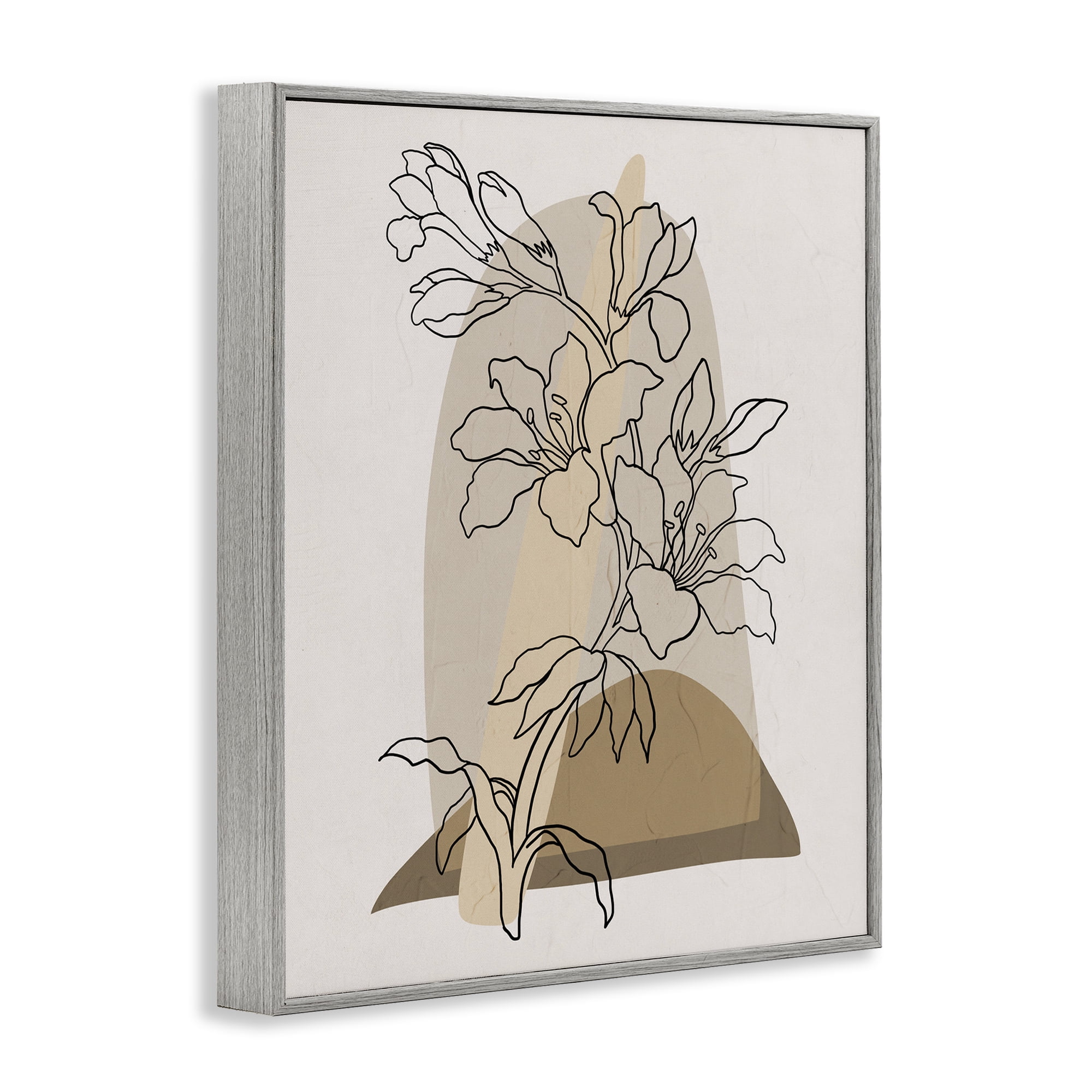 Stupell Industries Boho Lily Impression Botanical & Floral Painting Gray Framed Art Print Wall Art, 16 x 20