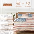 thumbnail image 6 of 3 Piece American Flag Duvet Cover Set Twin Size, Microfiber Comforter/Quilt Cover with Corner Ties and 2 Pillowcases, Rustic Star Stripes USA Flag Retro All Season Soft Bedding with Zipper Closure, 6 of 8