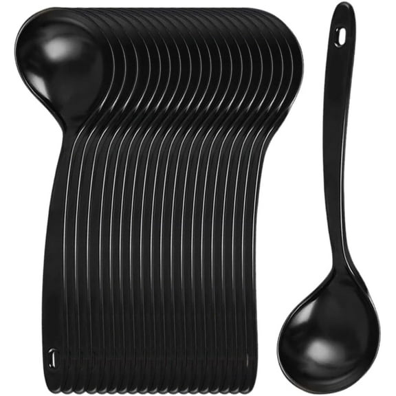 LUU-Large Plastic Serving Spoons,Disposable Heavy Duty Serving Spoons,Long Handle Scoop Soup Rice Ladle for Party Catering Buffet Restaurant,20 Pieces_SAI
