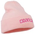thumbnail image 5 of Kiss Me Embroidered Long Knit Beanie - Pink OSFM, 5 of 5
