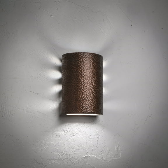 Luxury Lighting Hammerman 10.5" High Ceramic Outdoor Wall Light, Rubbed Copper Painted Finish, LED Bulb Included