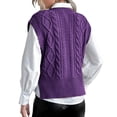 thumbnail image 3 of Women V Neck Sweater Vest Sleeveless Knit Solid Casual Ribbed Preppy Pullover Tops, 3 of 5