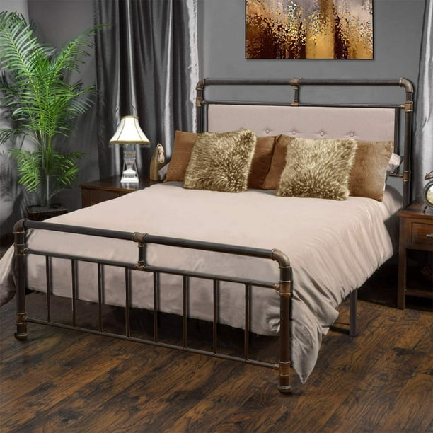 Waytrim Vintage Metal Bed Frame, Queen Size Platform Bed Frame Set