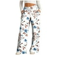 thumbnail image 2 of PNTUTB Women's Casual Fashion Printed Relaxed Comfortable Elastic Waist Drawstring Wide Leg Pants with Pockets, 2 of 6