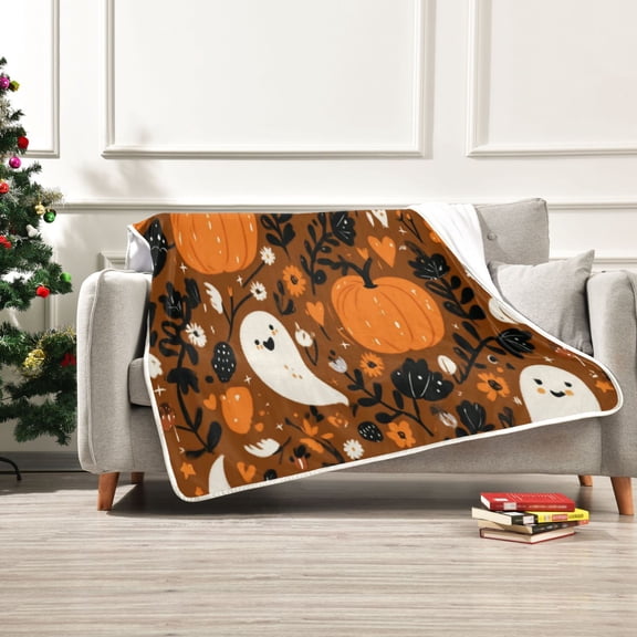 50x60 inch Crystal Fleece & Arctic Fleece Blanket Soft Bed Throws for Home or Camping Fun and Spooky Halloween Pattern
