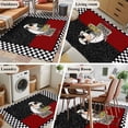thumbnail image 6 of Abstract Washable Area Rugs 2.7'x5', Cartoon Style Cooks Black White Checkered Border Low Pile Throw Living Room Rug Non-Slip Sturdy Edge Binding Carpet for Indoor Entryway Bedside Kitchen, 6 of 9
