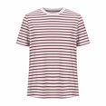 thumbnail image 4 of Rezuofi 1 Pcs Womens Short Puff Sleeve Tops Striped Color Block Summer T Shirt Trendy Casual Crew Neck Basic Tee, 4 of 6