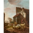 thumbnail image 3 of Jan Baptist Wolfaerts 20x24 Black Modern Framed Museum Art Print Titled - Woman with Sheep at the Ruins of the Gatehouse of Brederode Castle (1652), 3 of 5