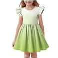 thumbnail image 2 of JUSLIO Girls Flying Sleeve Dress Print Crew Neck Short Sleeve Casual Dresses Size 12 Y, 2 of 7