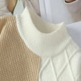 thumbnail image 6 of TFEOQRY Men's Crew Neck Patchwork Sweater Cable Knit Long Sleeve Color Block Casual Pullover Fall Winter Top White, 6 of 9
